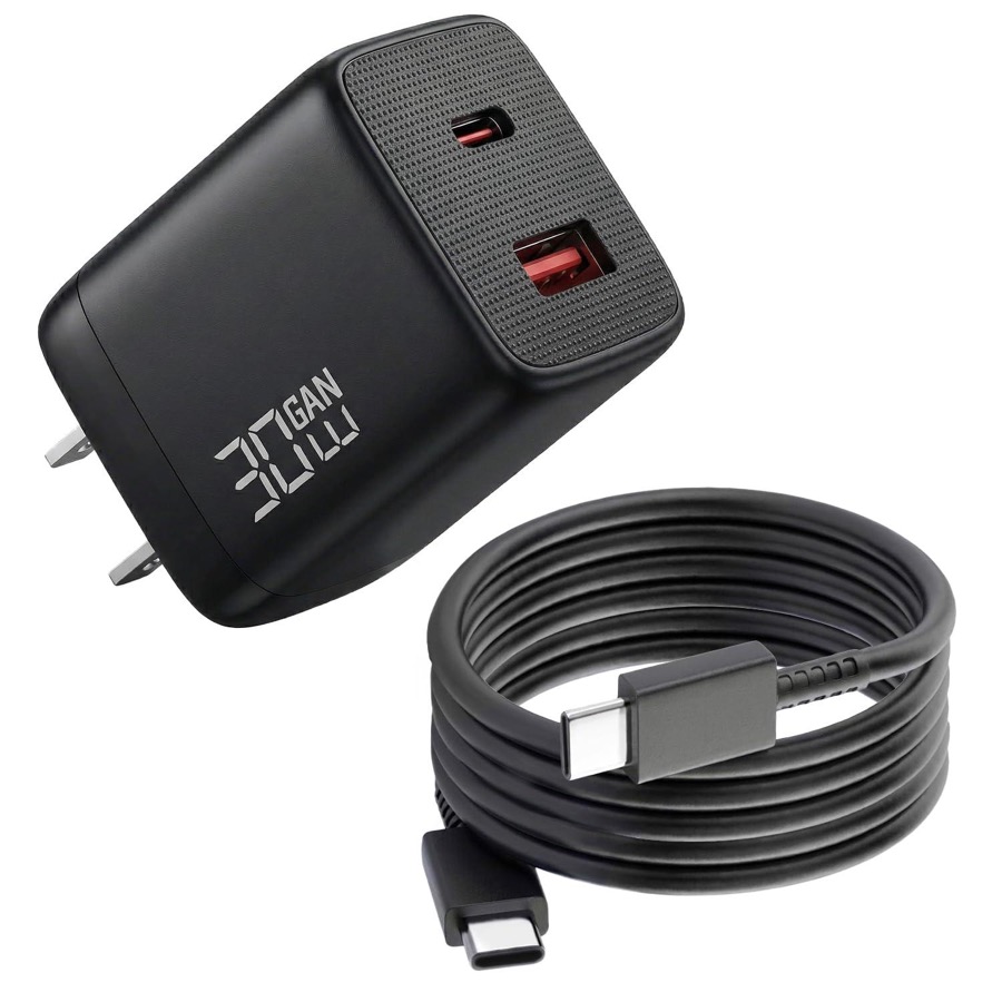 iPhone Charger Fast Charging, 30W GaN USB-C Dual Port for iPhone 17/16 | Compact Dual Port USB-C Wall Charger for iPhone, iPad, Google Pixel, Android; C-to-C Cable Included