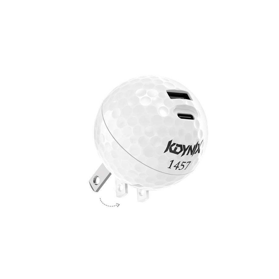 KDYNIX Golf Ball USB C Charger 20W Dual Port, GaN III Fast Charging Block with Foldable Plug, Universal Compatibility for iPhone, Samsung, iPad, Ideal Gift for Golf Enthusiasts